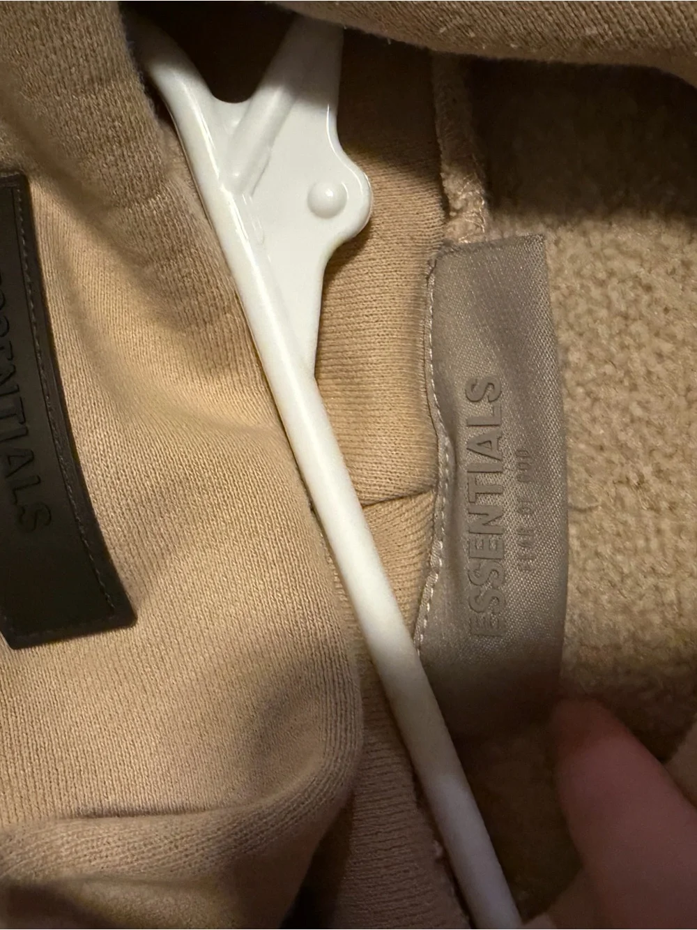 Essentials Beige Crewneck Sweatshirt with Leather Logo Patch